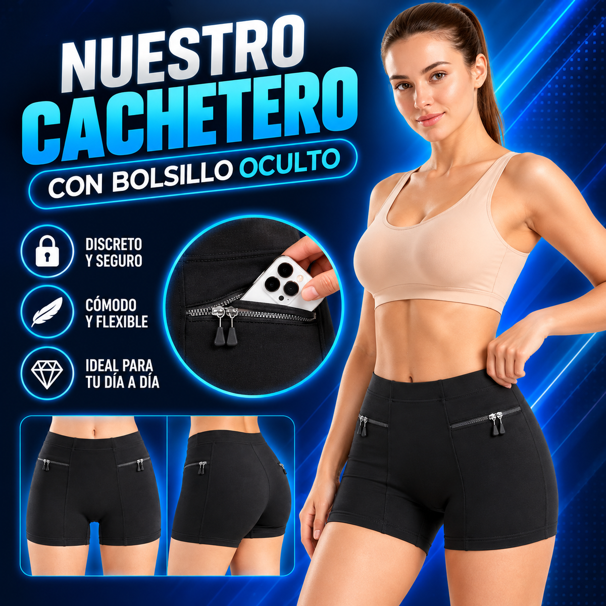 cachetero con bolsillos anti-robo